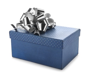 Photo of Beautiful gift box with bow on white background