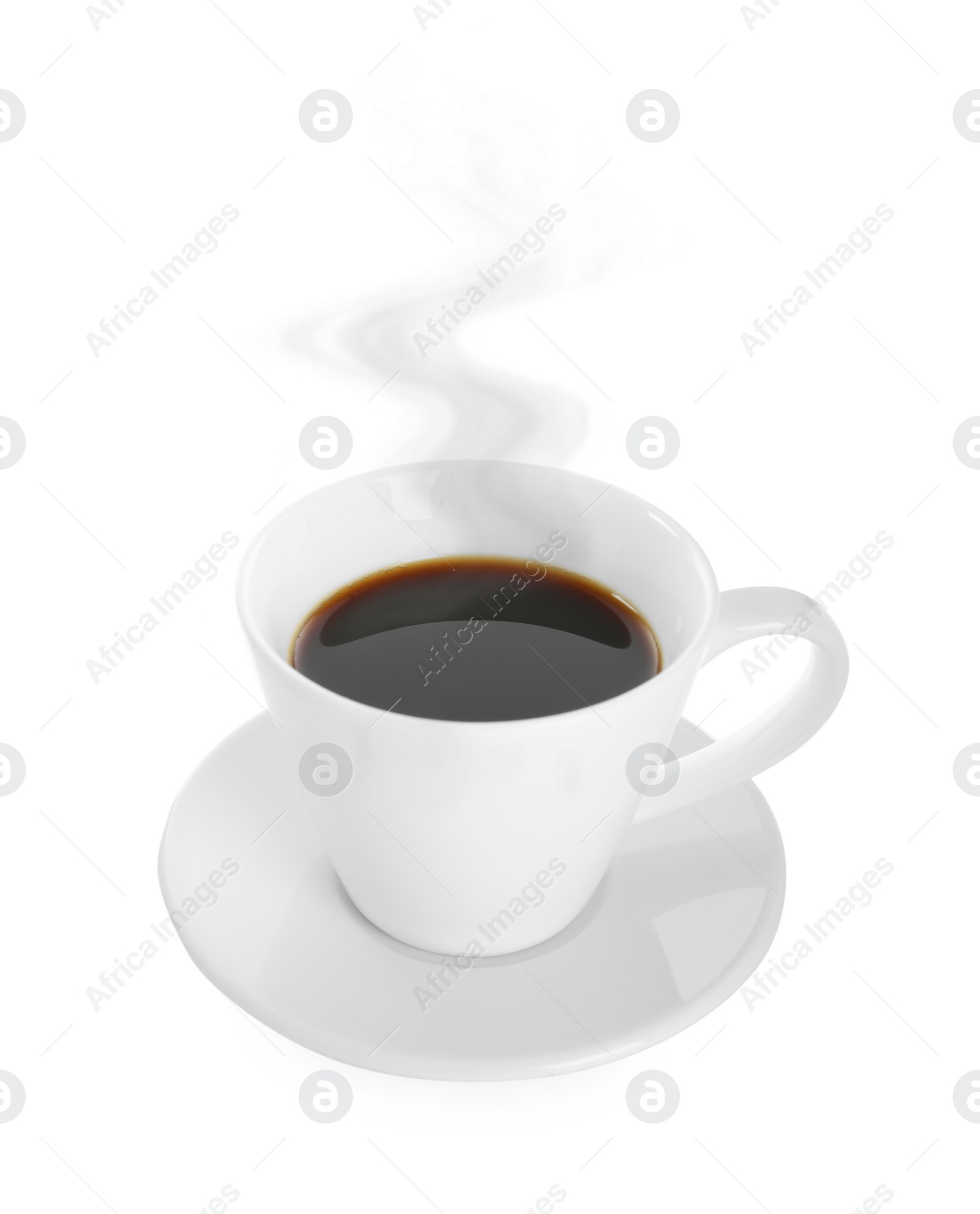 Image of Steaming coffee in cup isolated on white