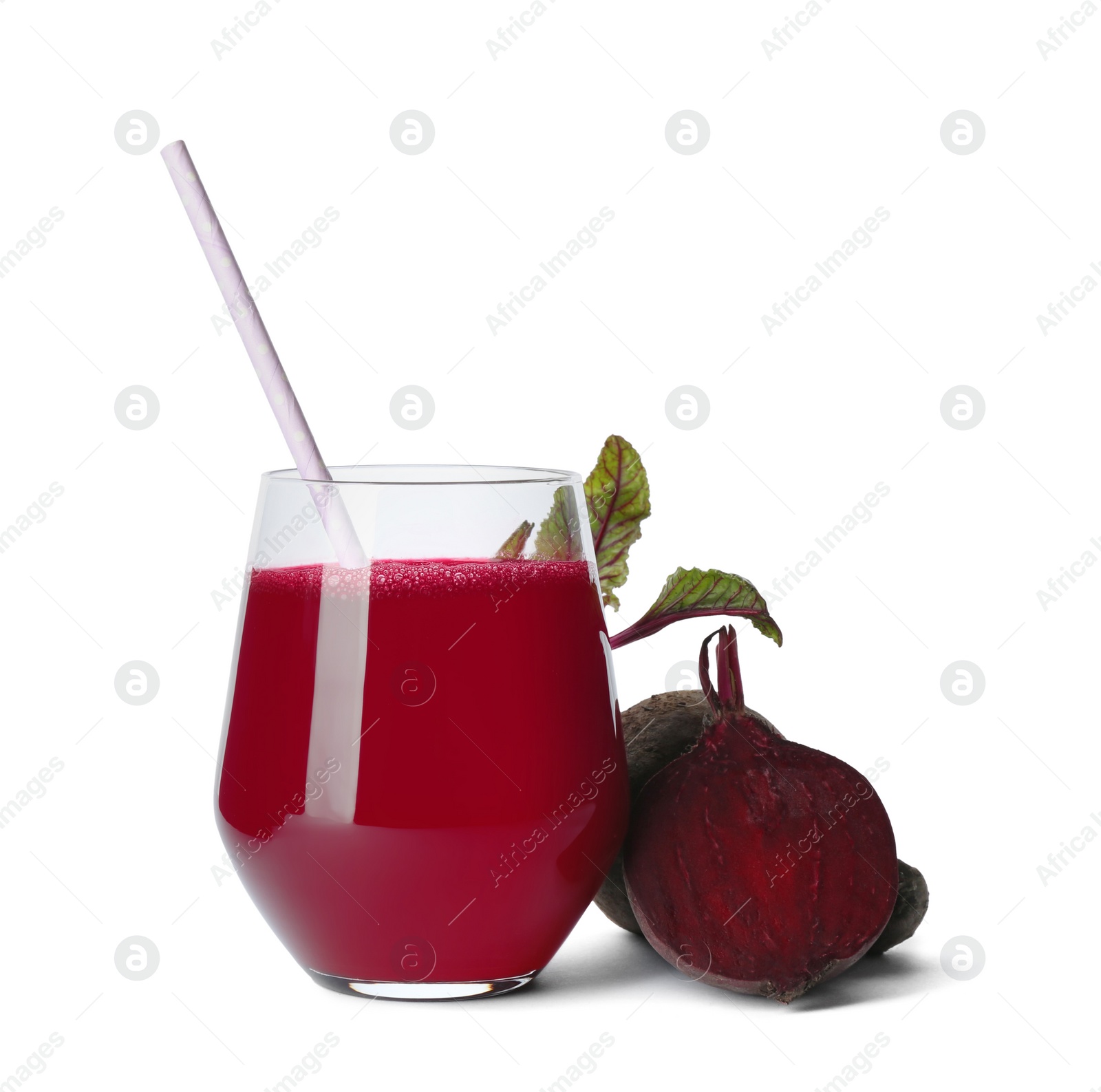 Photo of Freshly made beet juice isolated on white