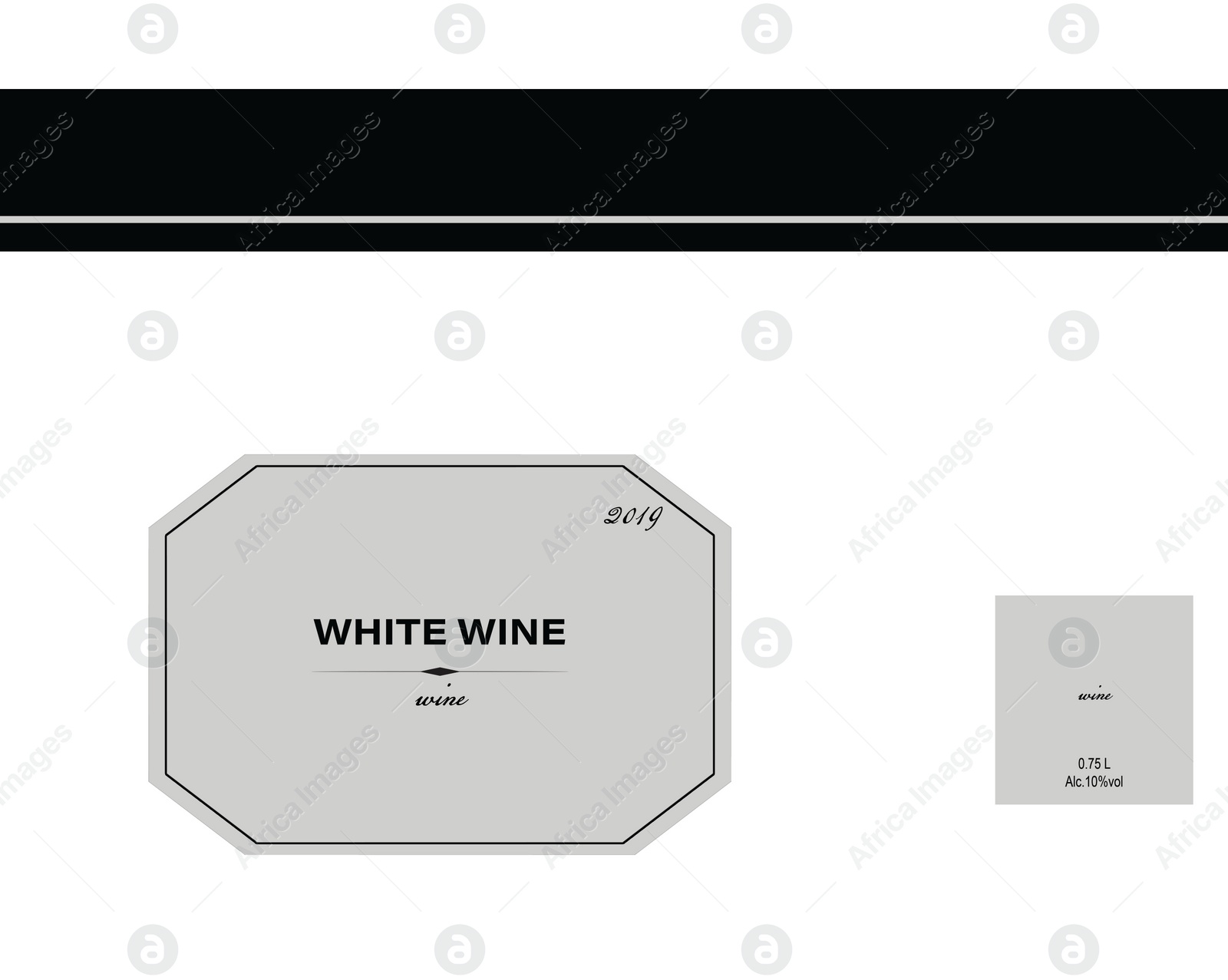 Illustration of Beautiful wine bottle label, illustration. Mockup for design