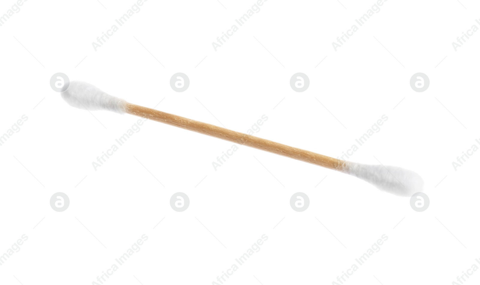 Photo of New clean cotton swab on white background