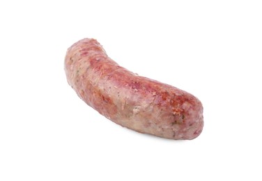 Photo of One tasty homemade sausage isolated on white