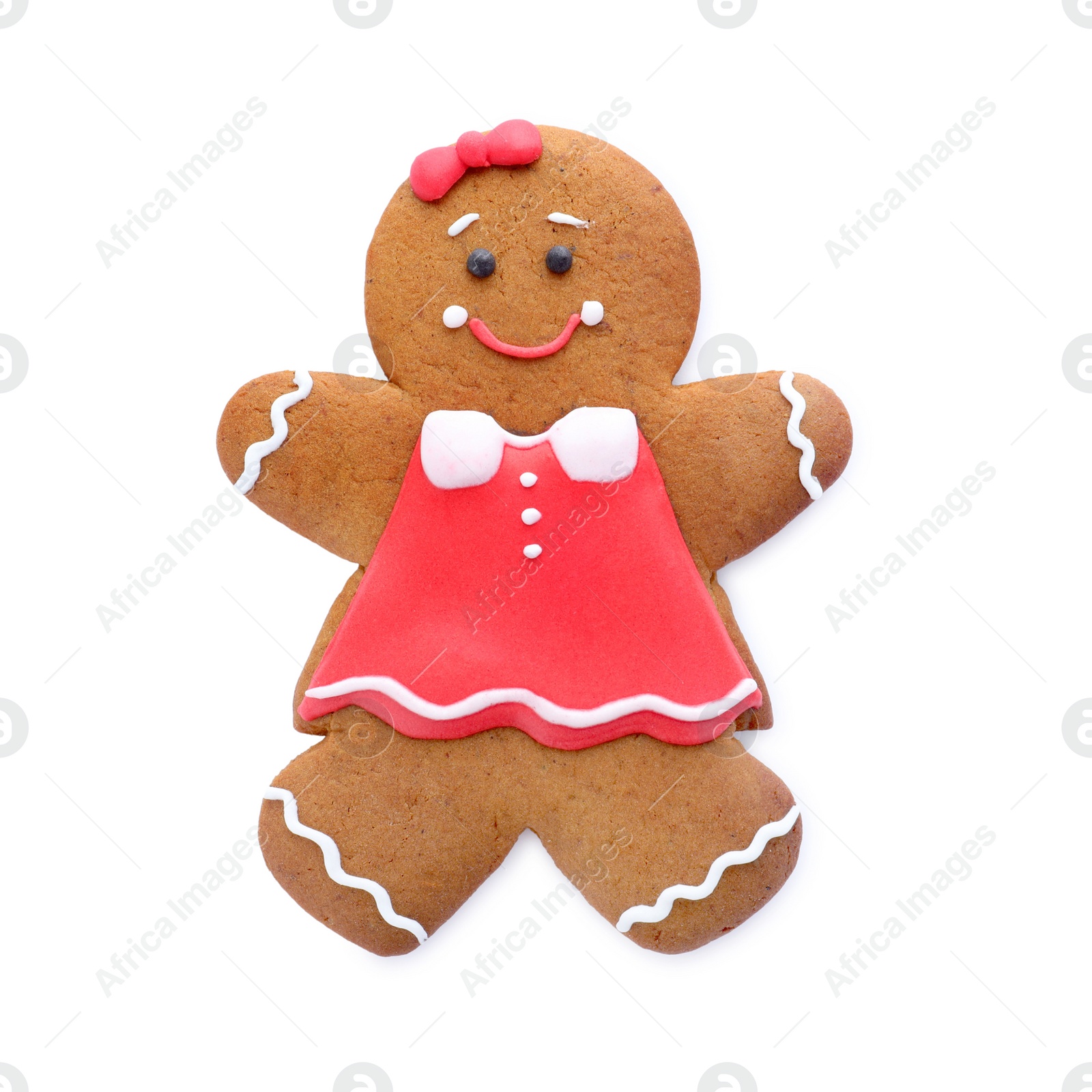 Photo of Cute fresh gingerbread woman isolated on white