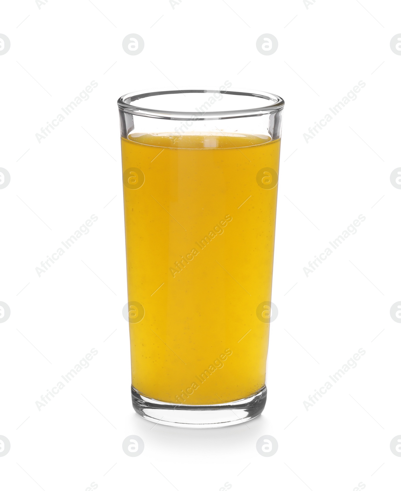 Photo of Glass of fresh orange juice isolated on white