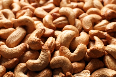 Organic cashew nuts as background. Tasty snack