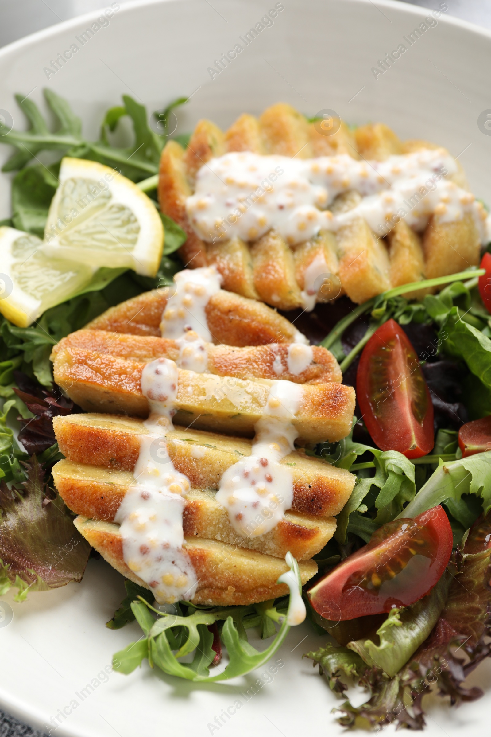 Photo of Healthy dish high in vegetable fats in bowl, closeup