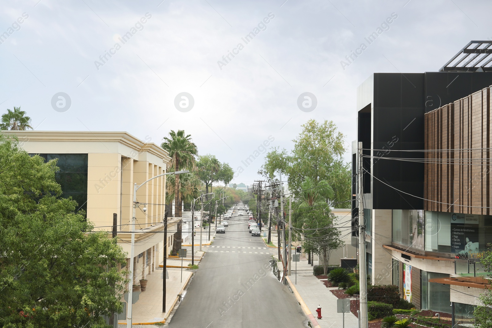 Photo of Mexico, San Pedro Garza Garcia - August 26, 2022: City street with modern cars, buildings and palms