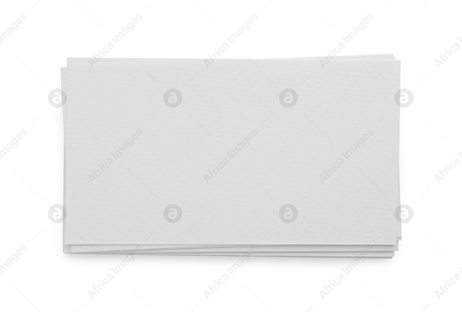 Photo of Blank business cards isolated on white, top view. Mockup for design