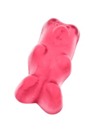 Delicious pink jelly bear on white background