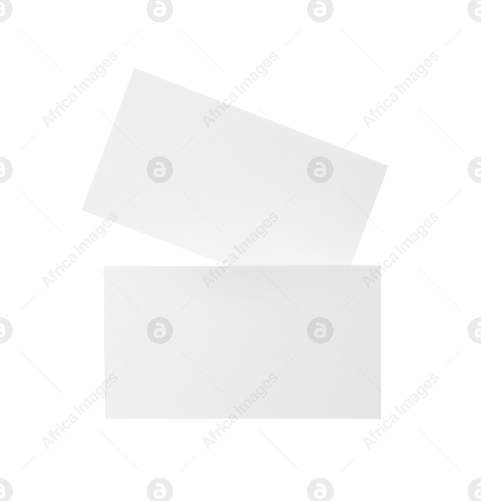 Photo of Blank business cards isolated on white. Mockup for design