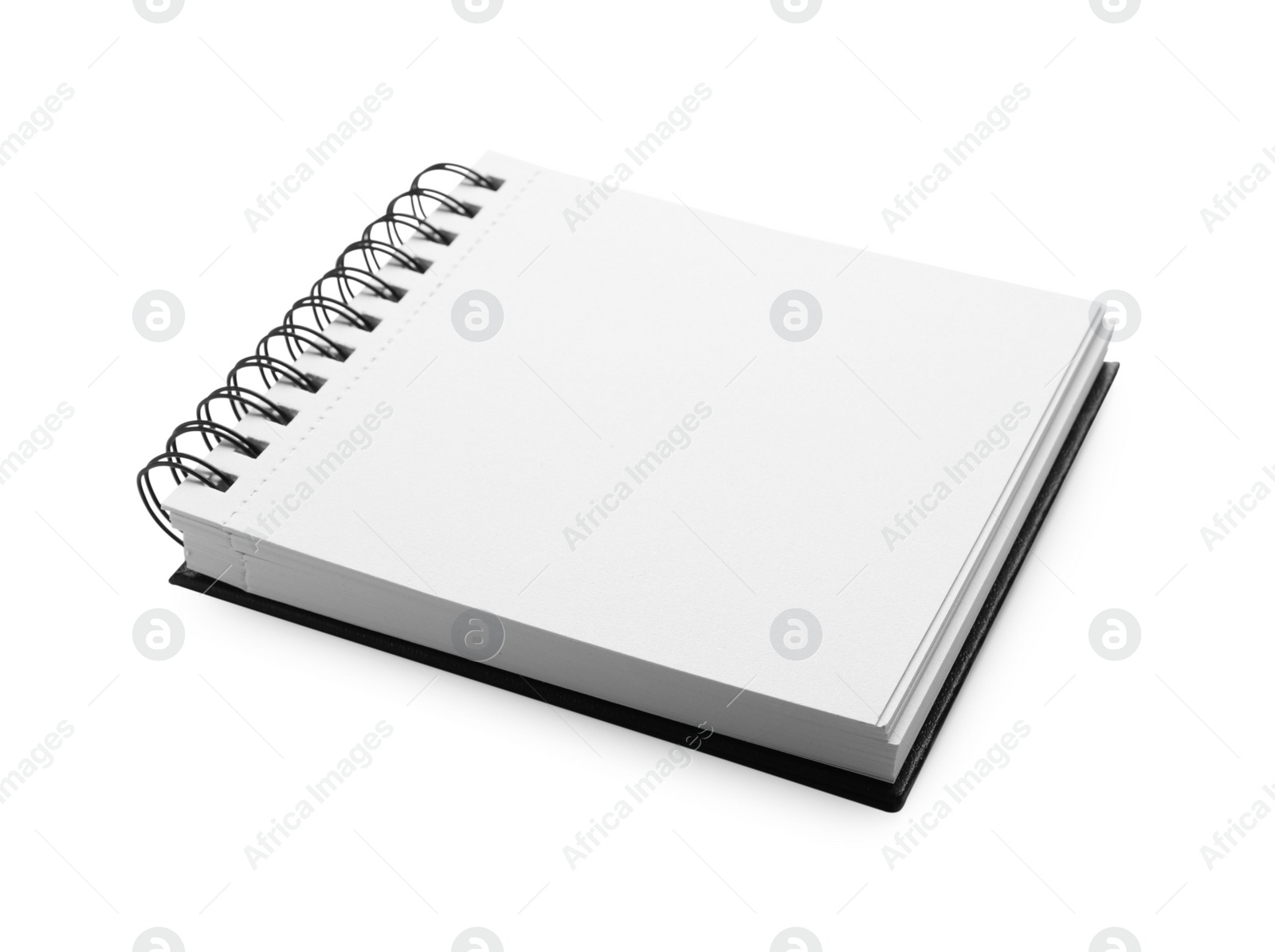 Photo of One notebook with blank pages isolated on white