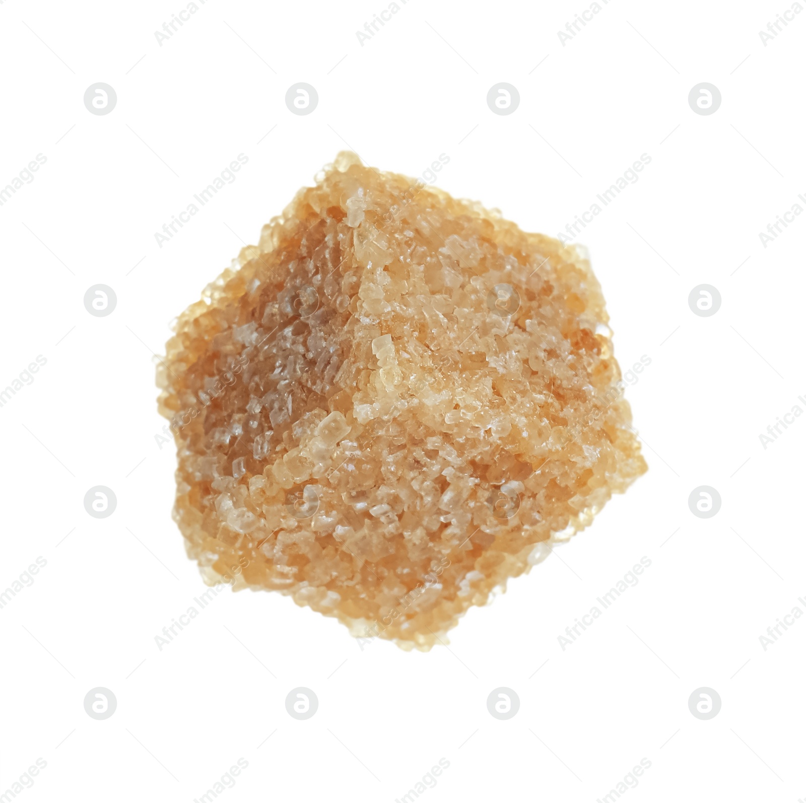 Photo of One brown sugar cube isolated on white