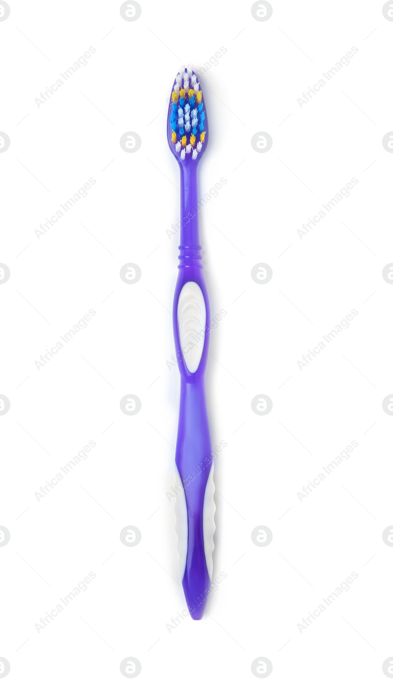 Photo of Color toothbrush on white background. Dental care