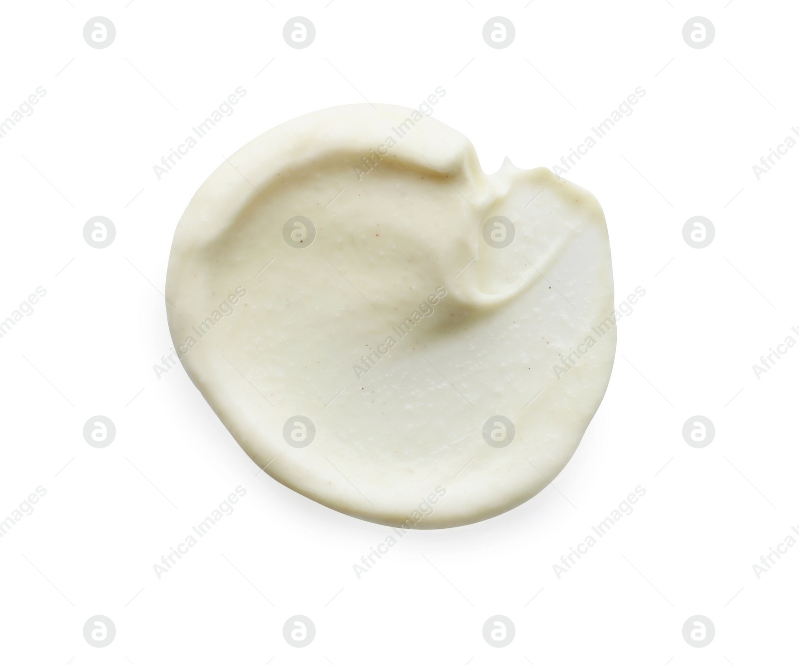 Photo of Sample of facial cream isolated on white, top view