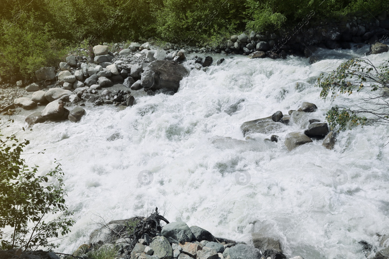 Photo of Closeup view of river stream in mountains