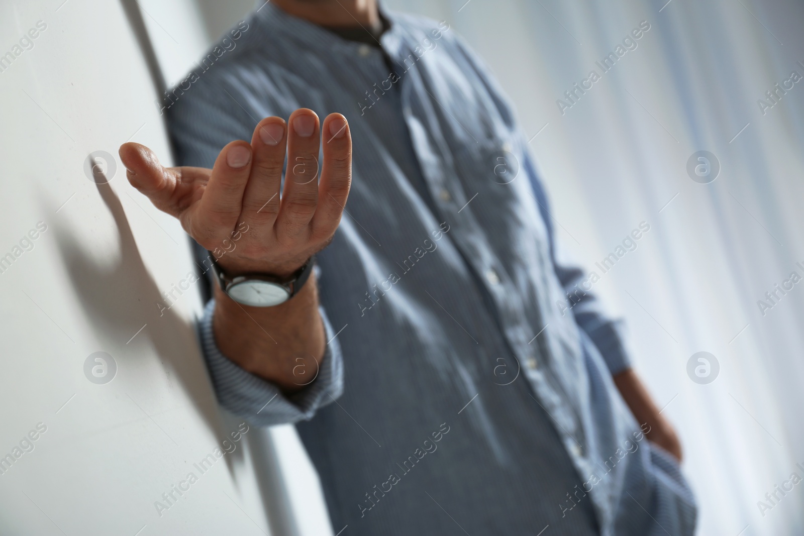 Photo of Man giving hand to somebody, closeup. Help and support concept