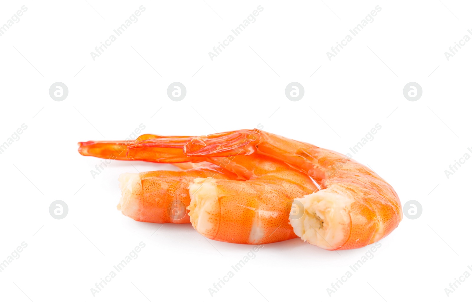 Photo of Delicious freshly cooked shrimps isolated on white