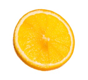 Photo of Slice of fresh ripe orange isolated on white