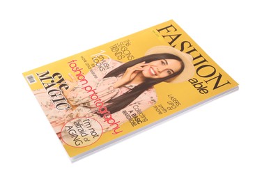 Photo of Modern printed fashion magazine isolated on white