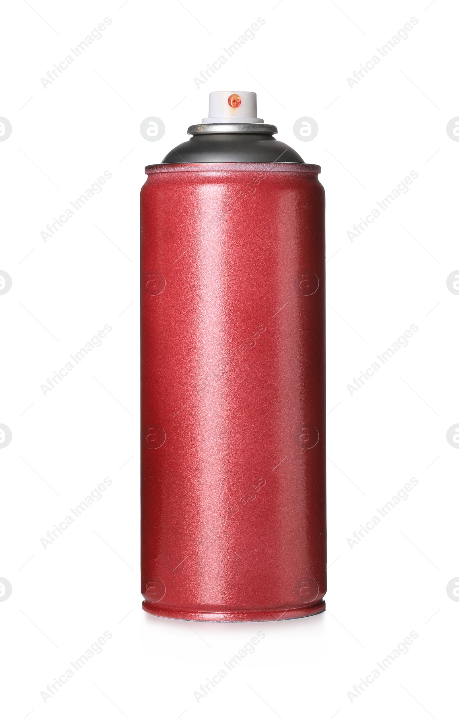 Photo of Can of red spray paint isolated on white. Graffiti supply