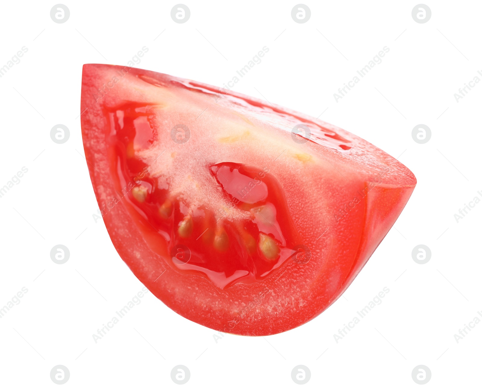 Photo of Piece of red ripe tomato isolated on white