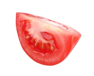 Piece of red ripe tomato isolated on white