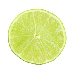 Photo of Slice of fresh green ripe lime isolated on white