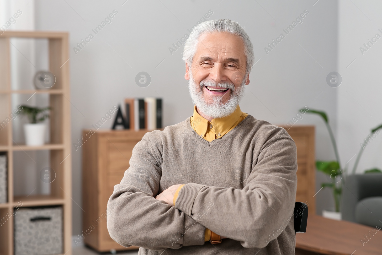 Photo of Portrait of handsome senior man at home