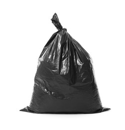 Photo of Trash bag full of garbage isolated on white