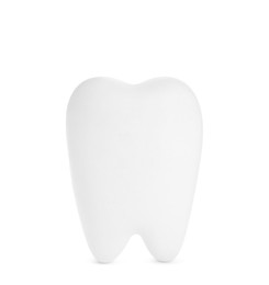 Photo of Tooth shaped holder isolated on white. Dental care