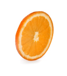 Slice of ripe orange isolated on white