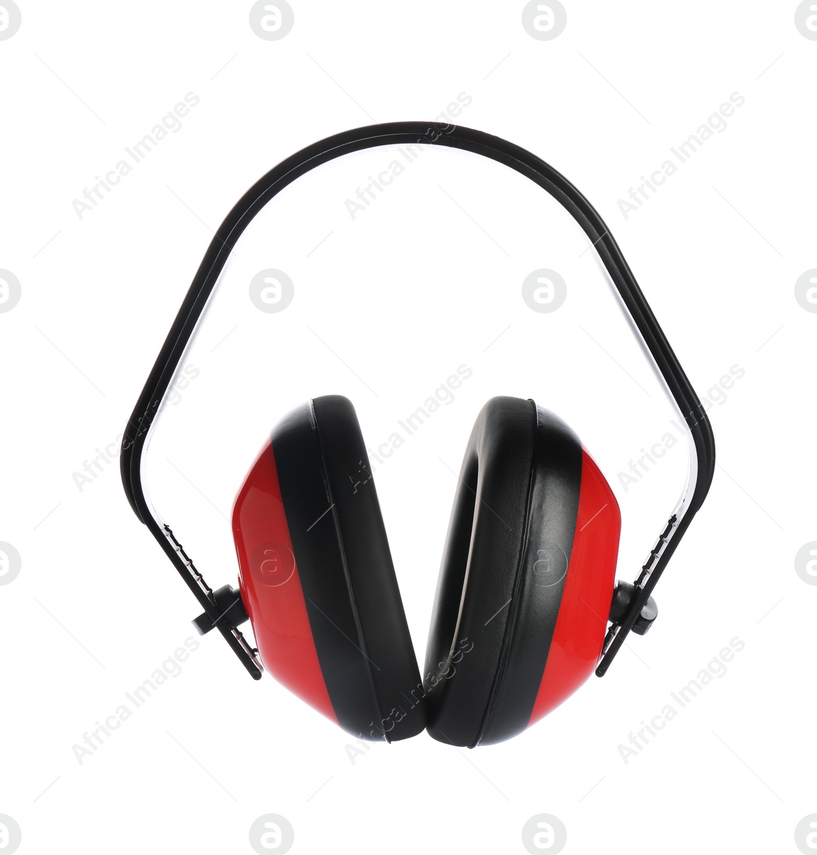 Photo of Protective headphones on white background. Safety equipment