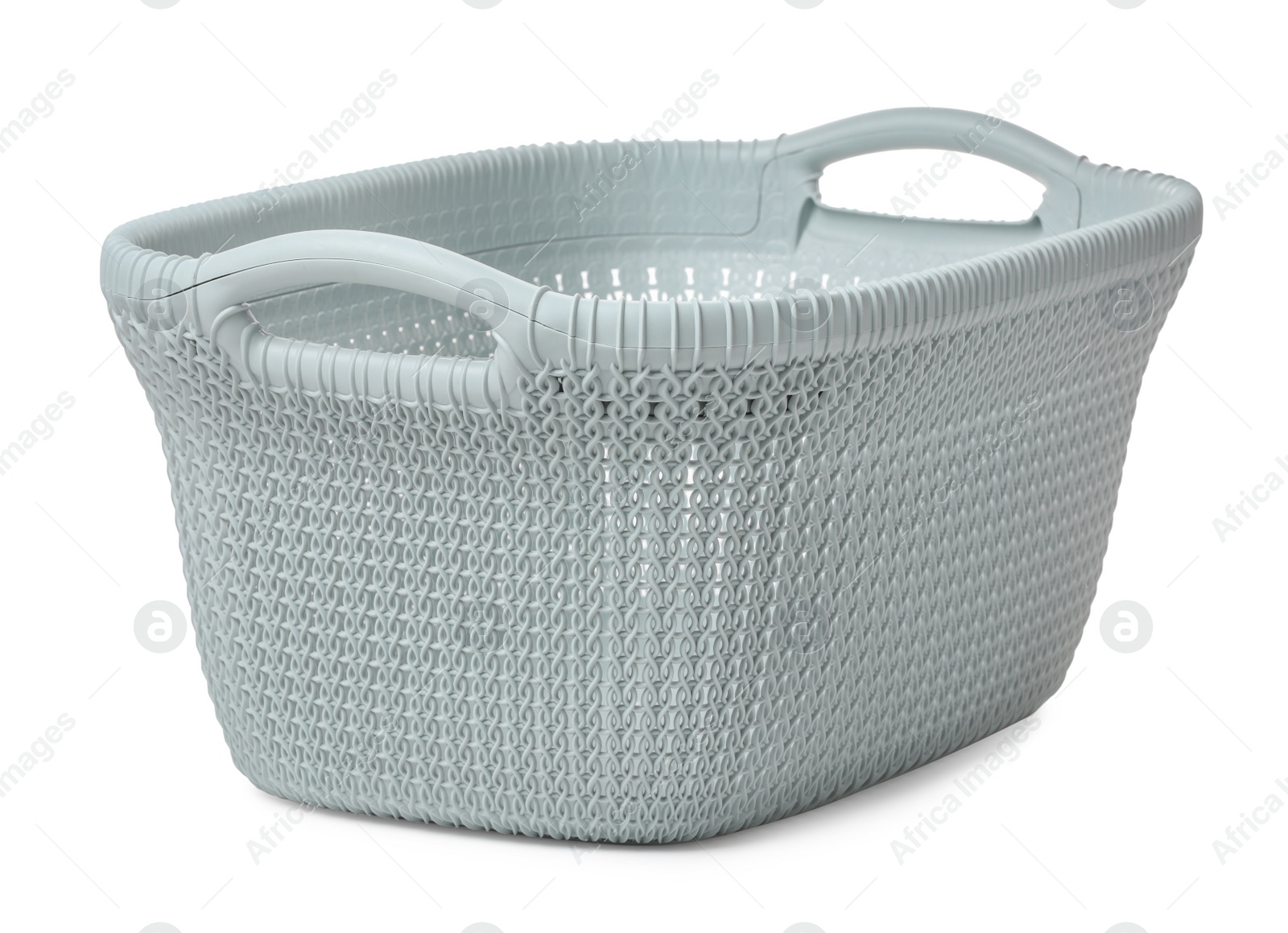 Photo of Empty plastic laundry basket isolated on white