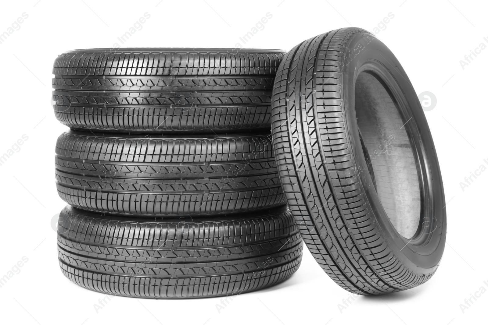 Photo of Car tires on white background