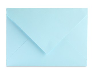 Photo of Light blue letter envelope isolated on white