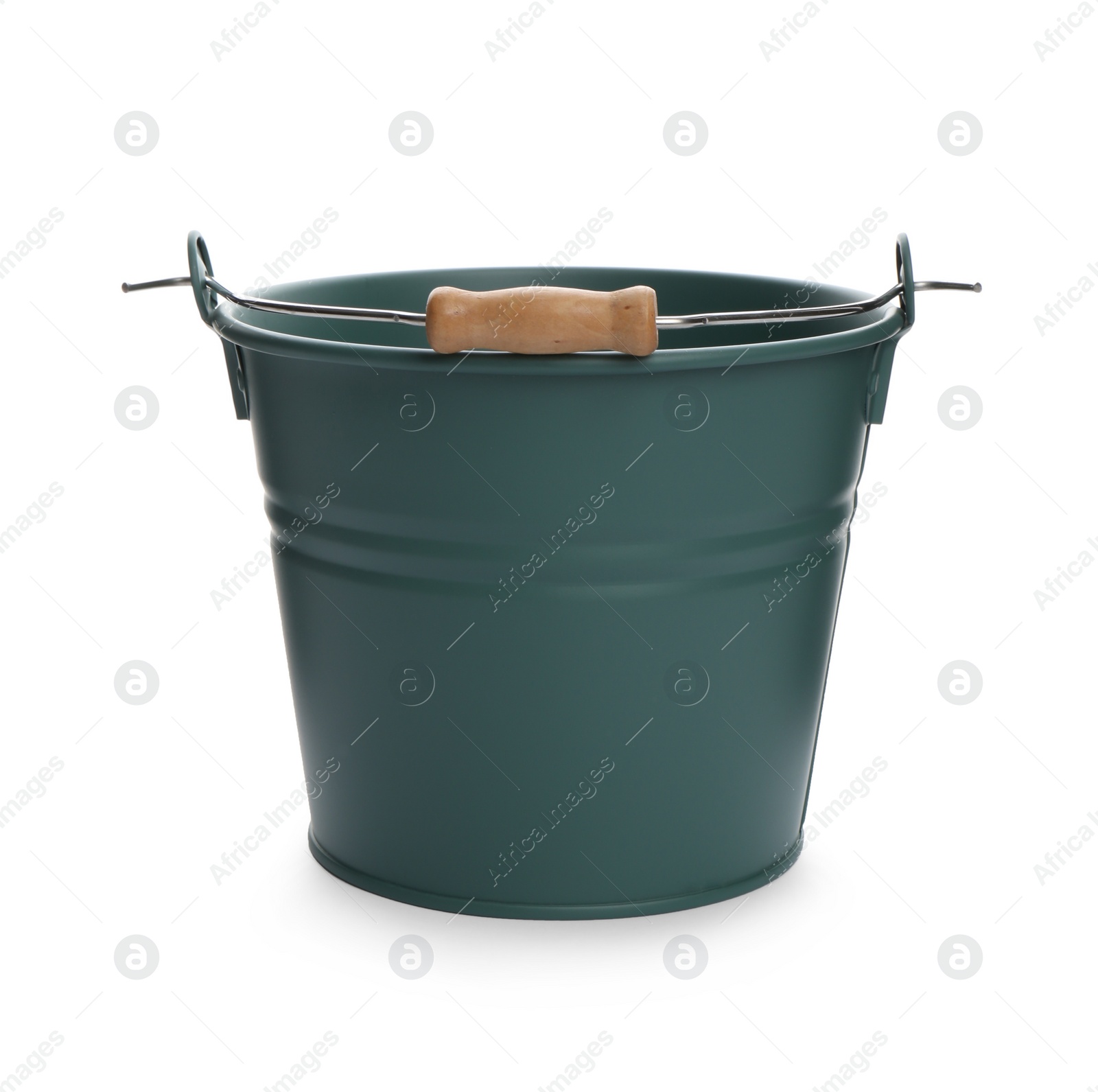 Photo of Metal bucket isolated on white. Gardening tool