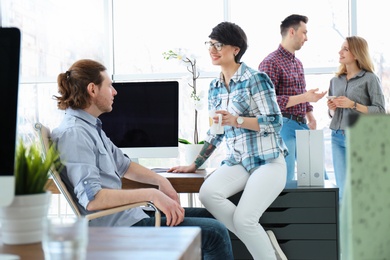 Young people having business training in office