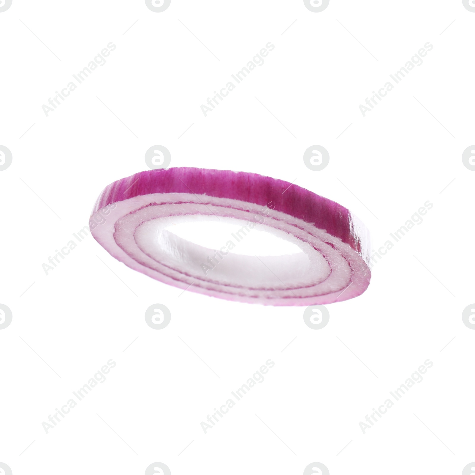 Photo of Cut red onion isolated on white. Ingredient for sandwich