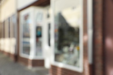 Blurred view of store exterior. Bokeh effect