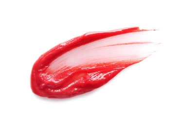 Photo of Red lip gloss isolated on white