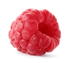 Photo of Delicious fresh ripe raspberry on white background