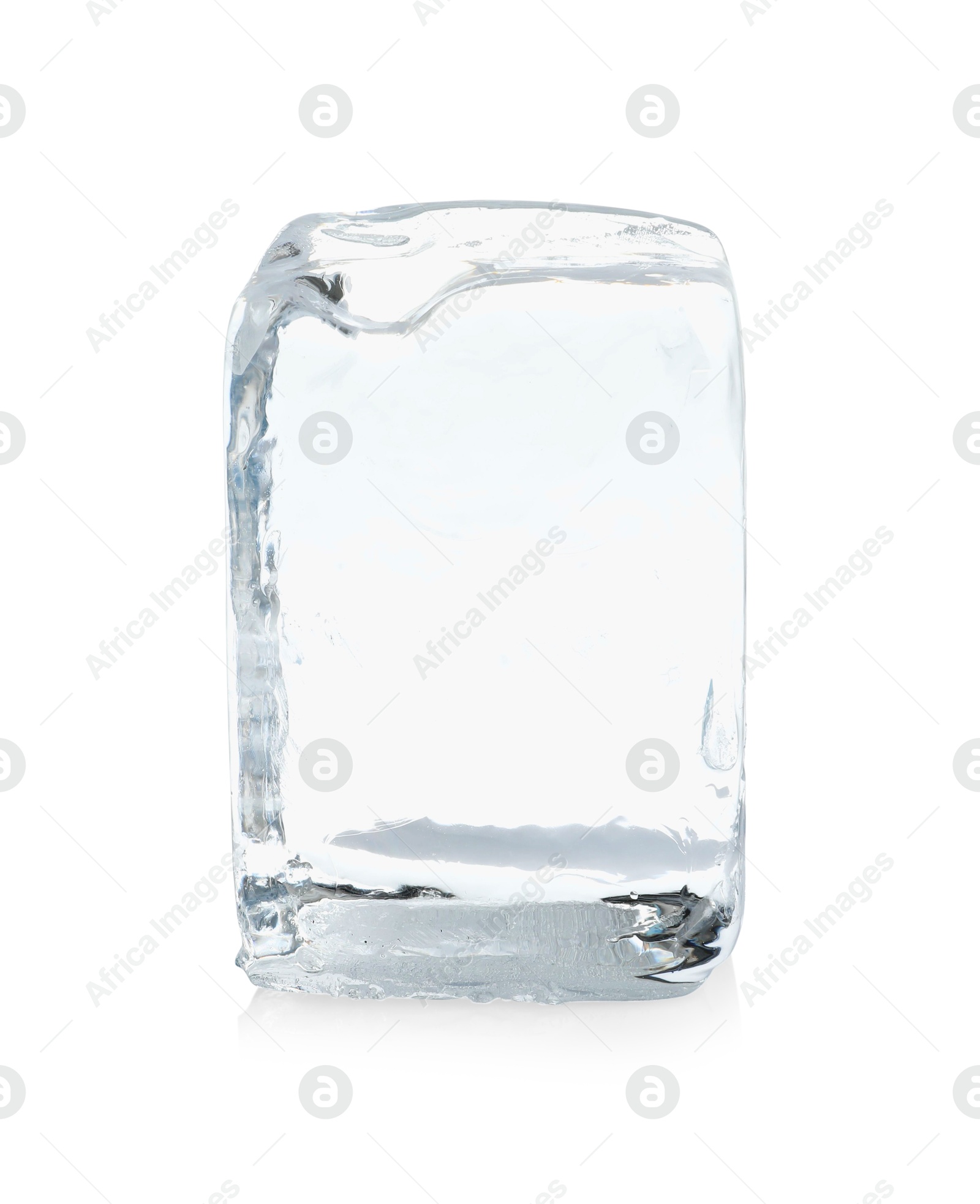 Photo of One block of clear ice isolated on white