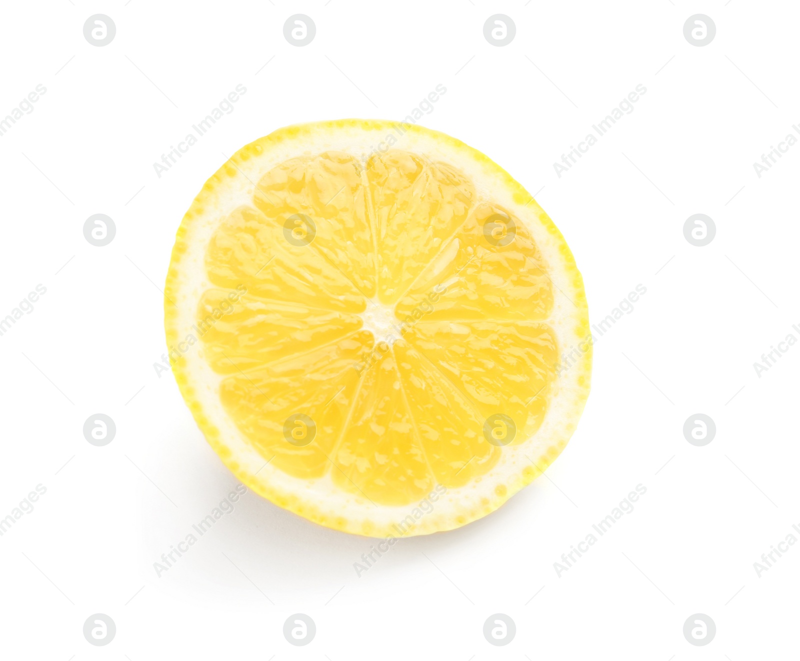 Photo of Sliced fresh ripe lemon on white background