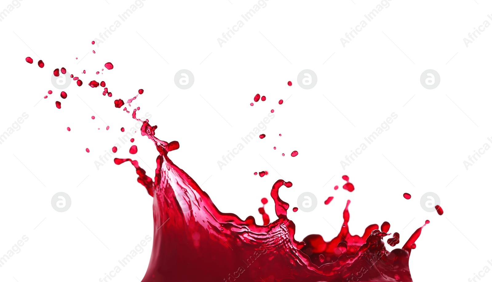 Photo of Splashing tasty fresh juice on white background