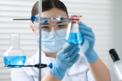 Young scientist working with samples in laboratory