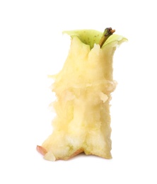 Apple core on white background. Composting of organic waste