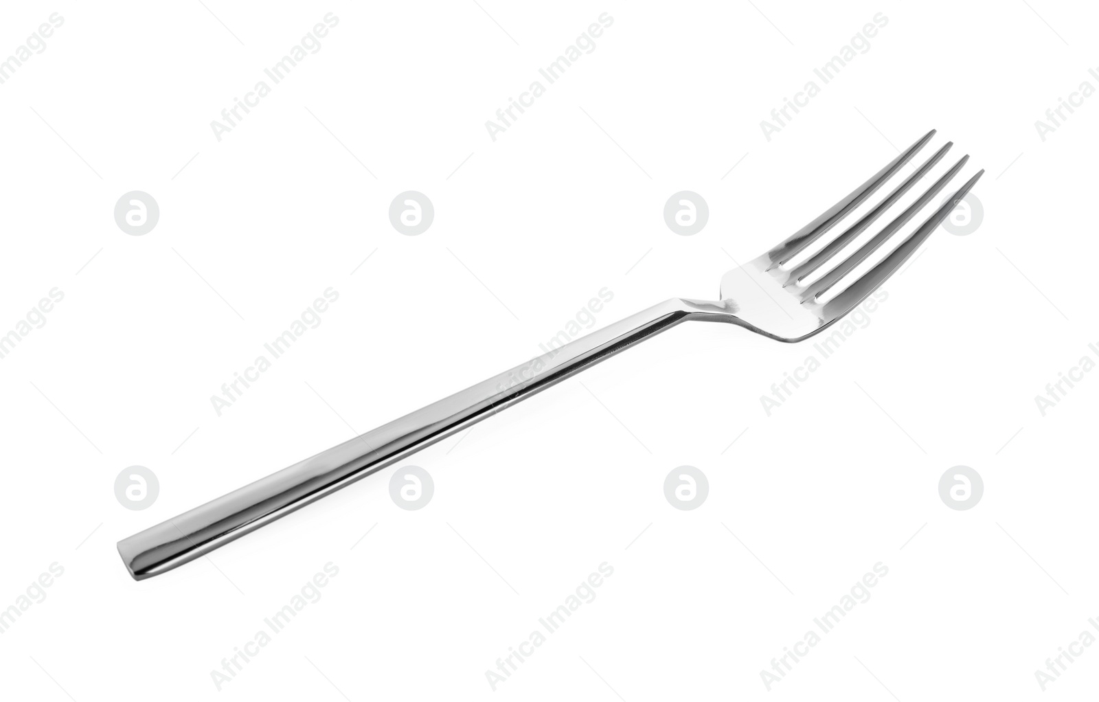 Photo of One shiny metal fork isolated on white