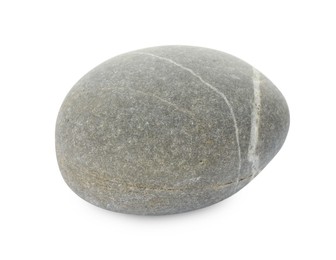 Photo of One grey stone isolated on white. Sea pebble