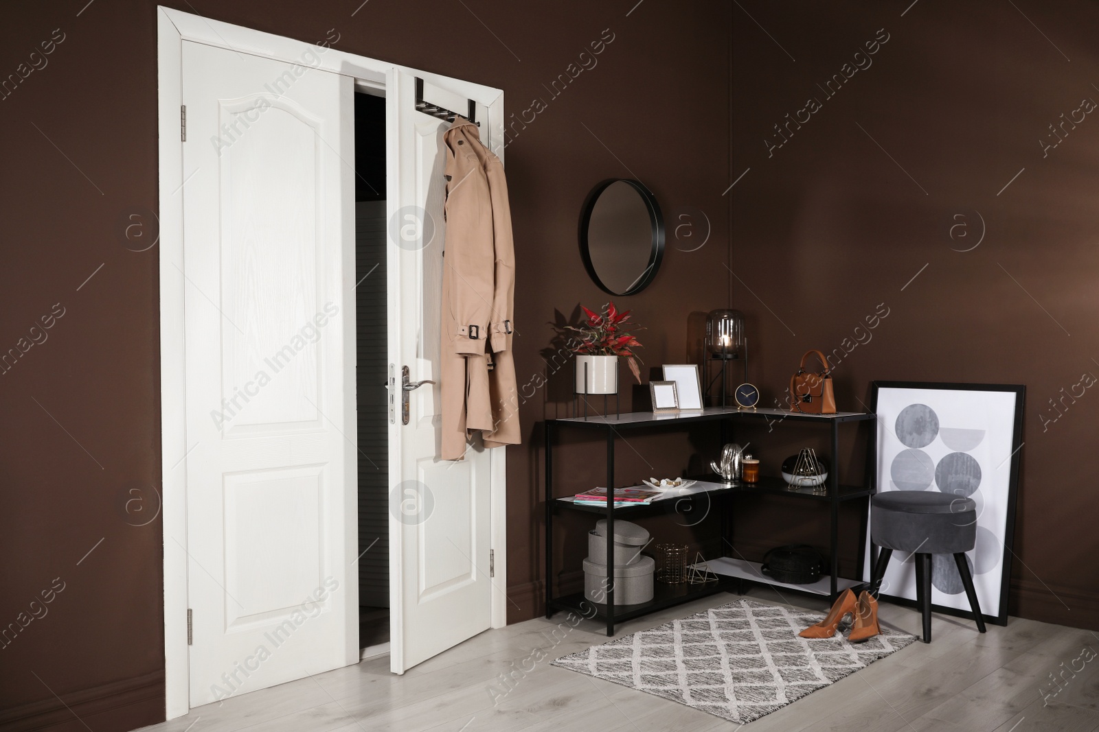 Photo of Hallway interior with console table and stylish decor