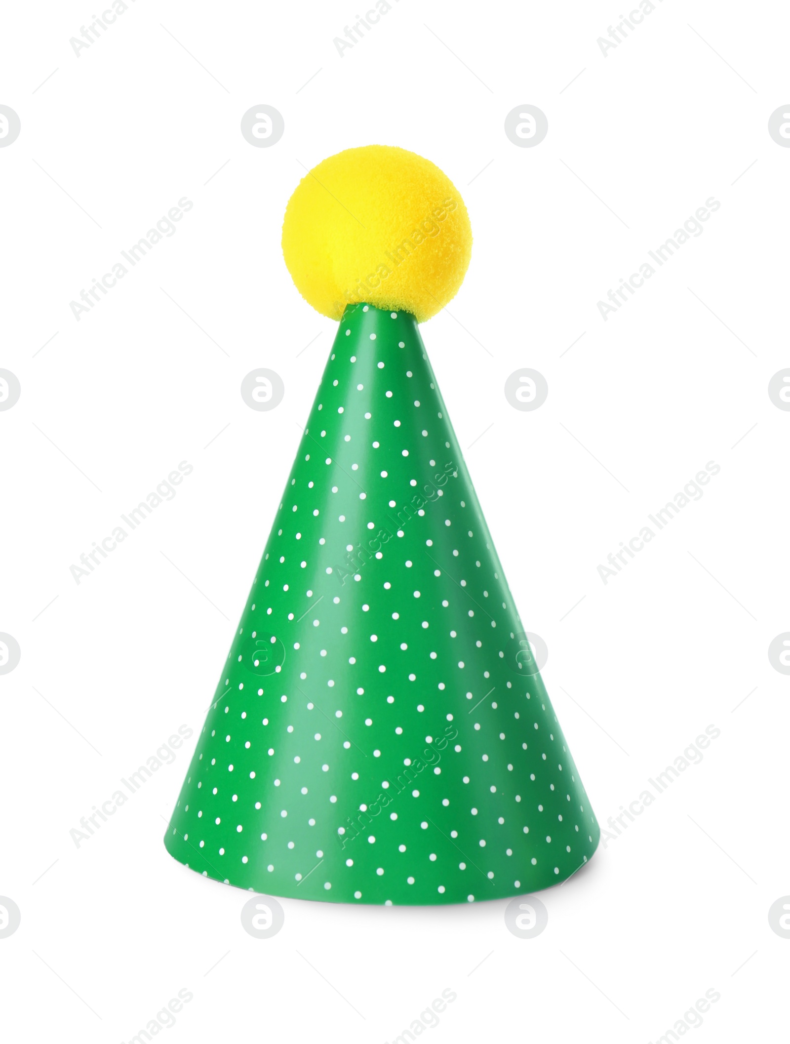 Photo of Colorful party hat isolated on white. Handmade decorations